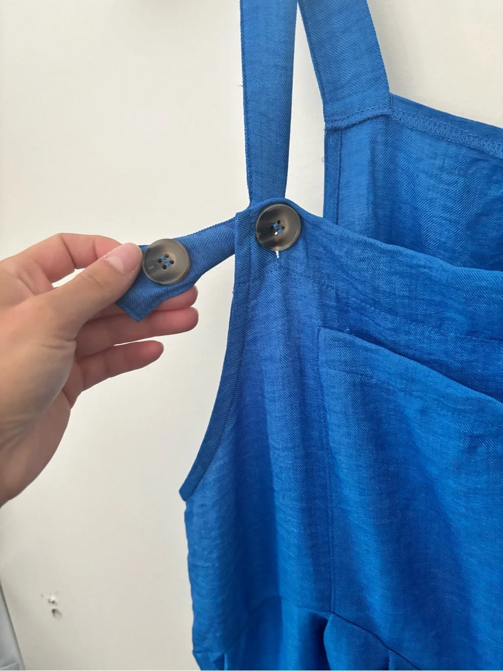 Bright Blue Wide-Leg Overalls Jumpsuit